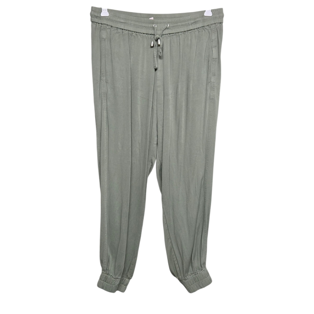 Nanette Lepore Lyocell Elastic Waist Jogger Pants Sz Large Olive Green